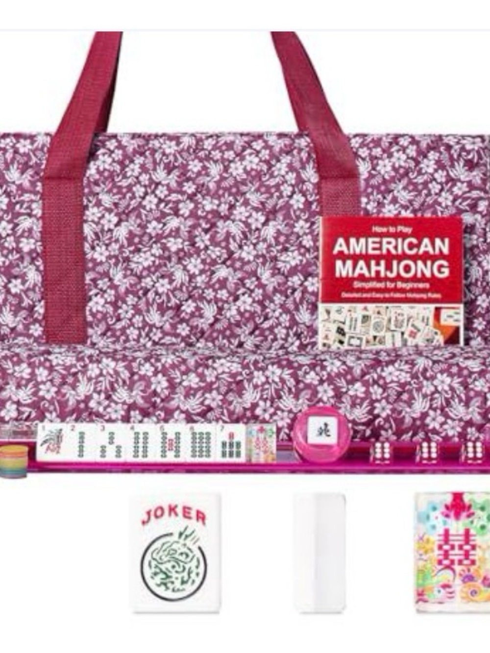 American Mahjong Tile Set, 166 Acrylic Mahjong Tiles, 4 All-in-One Color Rack.